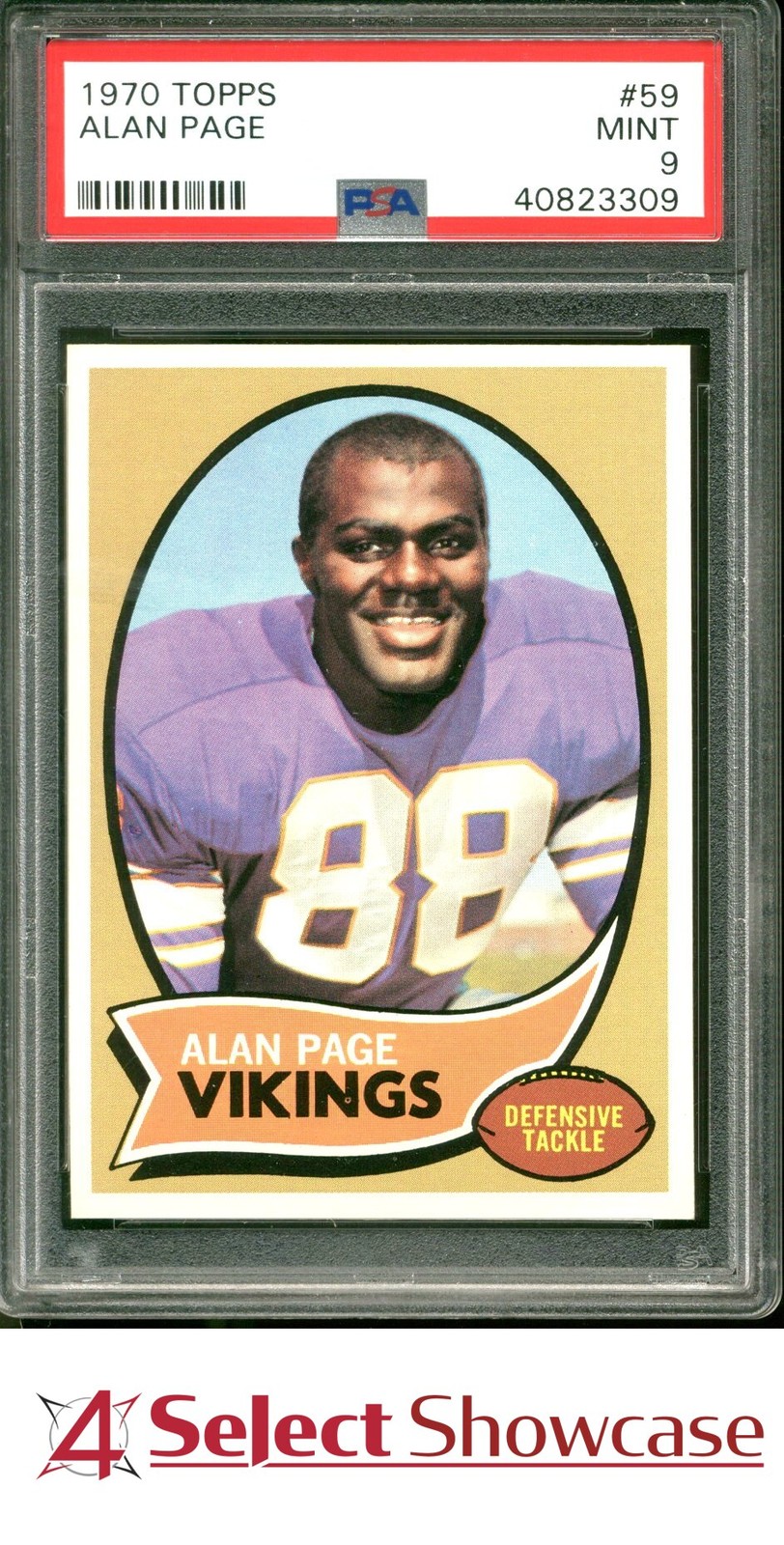 1970 TOPPS #59 ALAN PAGE RC VIKINGS HOF PSA 9