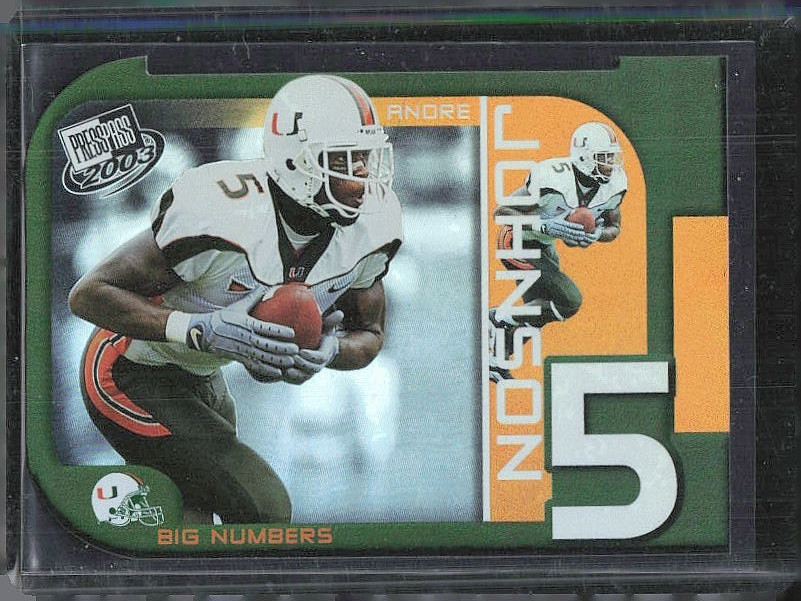 2003 Press Pass Andre Johnson RC #BN13 Hurricanes Big Numbers RC HOF