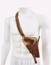 US WW2-WWII M3 Victory Revolver Pilots Shoulder Leather Holster Shell Loops.