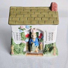 Vintage 1990 Schmid Beatrix Potter Peter Rabbit Ceramic Cottage Figurine 3.5"