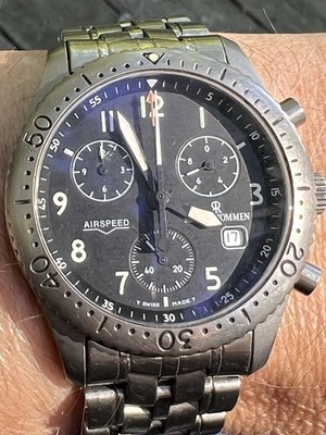 Swiss Made Revue Thommen Airspeed Titanium Quartz Chronograph - 38mm - Excellent