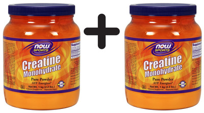2 x NOW Foods Creatine Monohydrate, 100% Pure Powder - 1000g (49,98 EUR/kg)