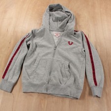 True Religion full zip hoodie sweatshirt KIDS MEDIUM gray vtg 00s y2k