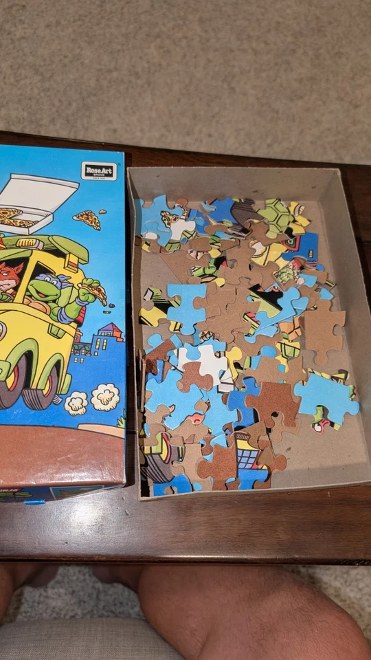 Vtg 1990 Teenage mutant Ninja Turtles Pizza 100 Piece Puzzle Rose Art New Sealed - Image 4 of 4