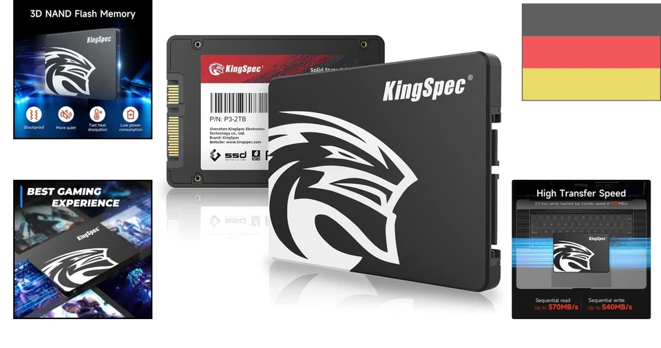 2.5 Zoll SATA SSD 2TB 3D NAND Schneller intern Festplatte für Desktop Laptop - Bild 2 von 4
