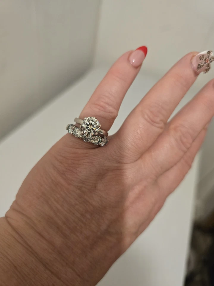 5.05ct VVS1 Ice BlueWhite Moissanite Engagement Ring &Band 925 StrlngSlvr Size 7 - Image 3 of 4