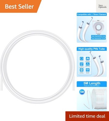 Universal Fit 5m PTFE Tube - Low-Friction 16.4ft for 1.75mm Filament 3D Printers