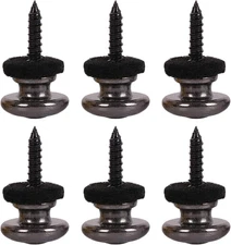 6 Mushroom Head Guitar Strap Buttons Strap Locks - Chrome (Black) - 6 Pieces