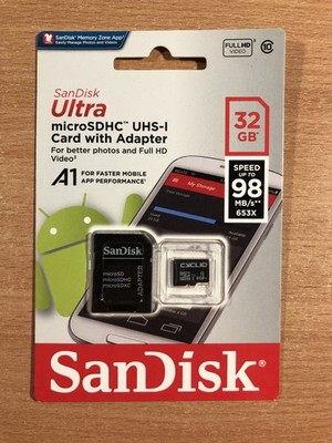 SanDisk Ultra microSDHC UHS-I Card with Adapter 32 GB _ ** OVP **