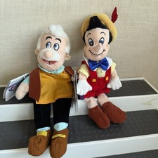 The Disney Store 8" Mini Bean Bag Pinocchio Geppetto Plush Set Lot 2 New NWT