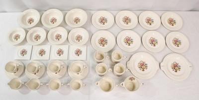 Vintage Salem China Co Victory Basket Petit Point Tea Dinnerware Set 39pc Lot