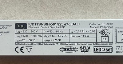 BAG ICD1150-50FR-01/220-240/DALI LED-Treiber   50W   Dimmbar   Elektronisches Vo