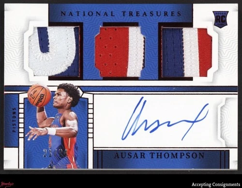 2023-24 National Treasures Internat. Red Ausar Thompson /24 RC PATCH AUTO RPA