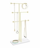 Umbra Trigem SchmuckstäNder Weiß/Goldfarben Schmuckbaum Kettenhalter Ringhalter