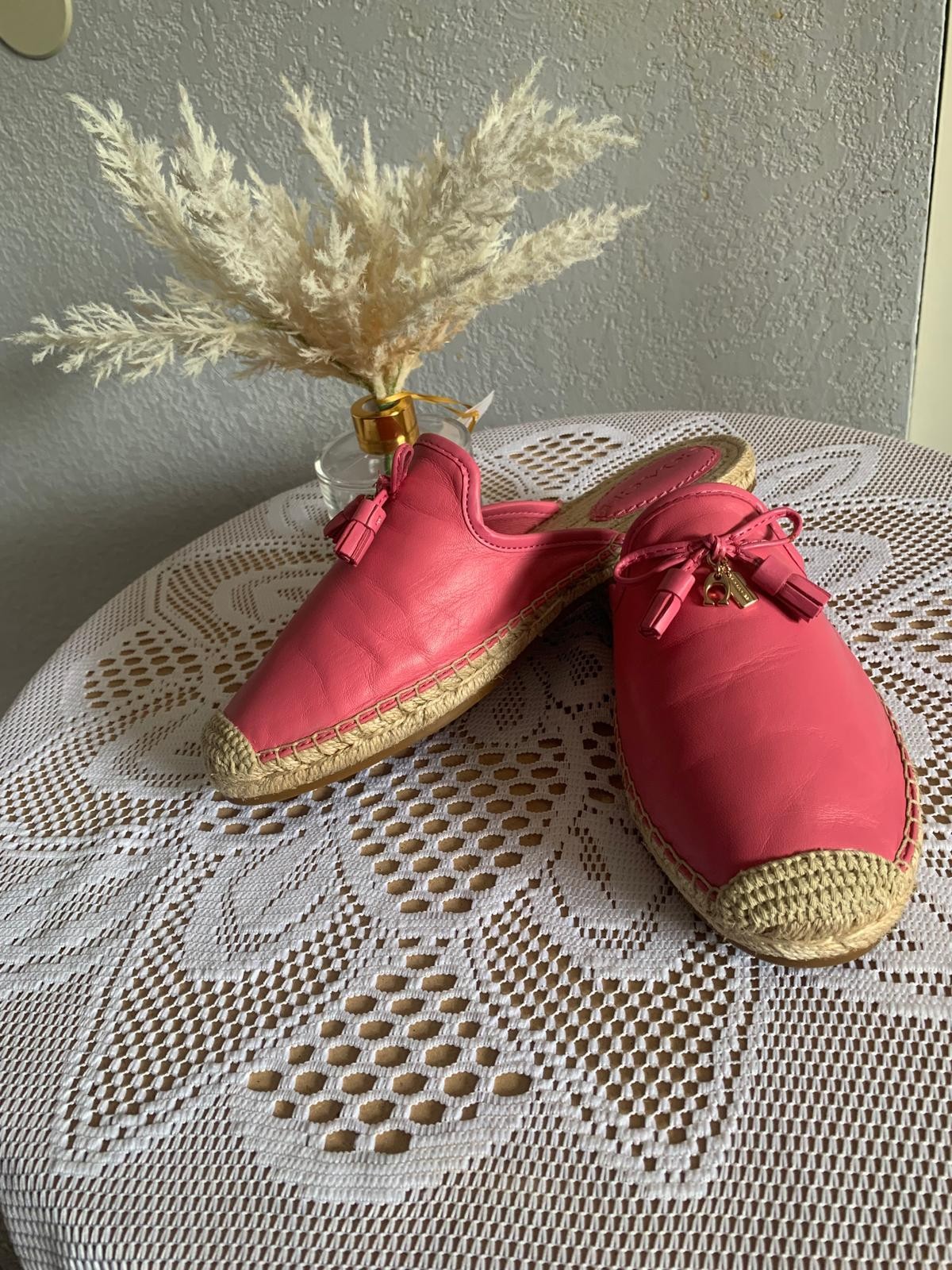 PANTOFOLA D’ORO Espadrillas Coach Cassidy rosa nuove con scatola taglia 8B scivoli nappa piatta mulo