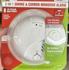 New First Alert 2 in 1 Smoke Carbon Monoxide Detector 10 Yr Battery Ionization H