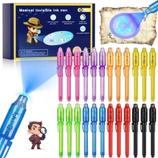 inkipen Invisible Ink Pen 24Pcs Spy Pens with UV Light Magic Marker Classroom...