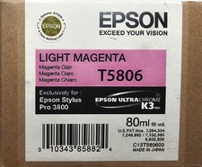 Genuine Epson T5806 Light Magenta Ink Cartridge 80ml Stylus Pro 3800 exp.12/11
