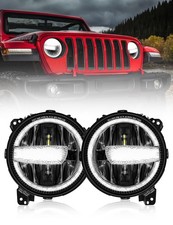 9 Inch LED Headlights Round Headlights Halo DRL Headlamps with SAE/DOT Approv...