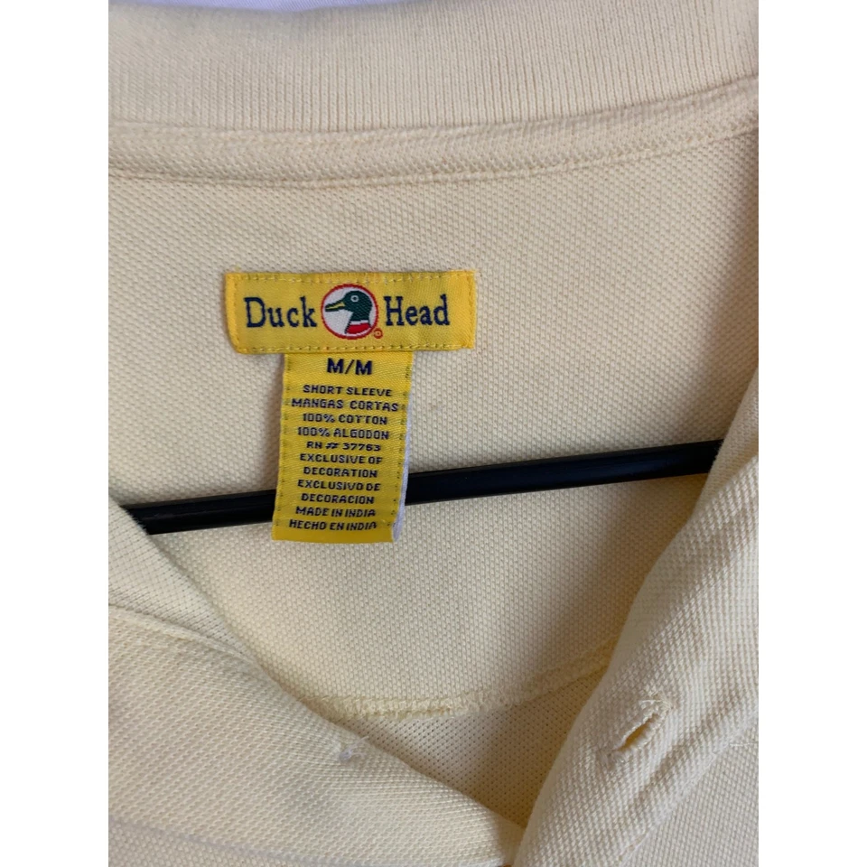 Polo de golf Duck Head amarillo mediano manga corta 100 % algodón para hombre Foto 3 de 4