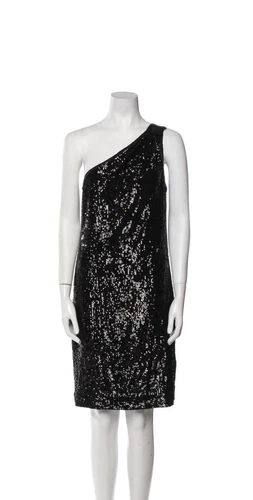 Abito Tory Burch monospalla nero paillettes S
