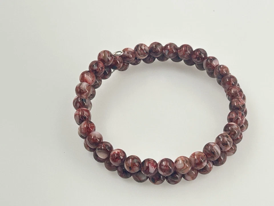 Pulsera de alambre de memoria Mookite con cuentas de jaspe de piedra natural para mujer Foto 4 de 4