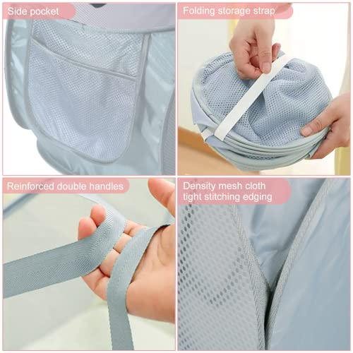 2 PCS Mesh Laundry Hamper,Collapsible Laundry Baskets,75L Large Foldable Dirty - Picture 3 of 6