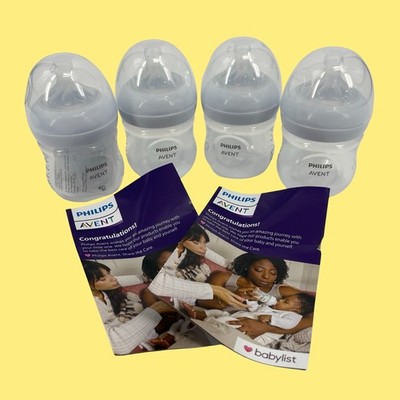 x4 Philips Avent 4oz Natural Baby Bottles Natural Response Nipples #5695 z32b2