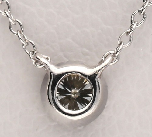 Bony Levy Petite Bezel Diamond Solitaire Necklace .05CT G Color 14K WG Adj Chain - Picture 8 of 8