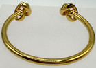 Estate Gold Plated Open Cuff Knot Tips Bracelet