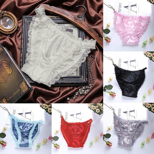 Women Ladies Lace Silk Satin Briefs Thong Knickers Panties Underwear Lingerie - Picture 1 of 17