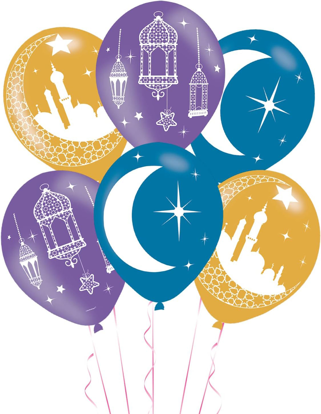 Eid Party Balloons – Assorted Colours & Designs | Eid Decorations | Pack of 6