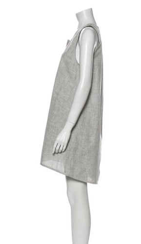 UNWORN MM6 Maison Margiela Crisp Grey Linen Tent Shift 60s Vintage Style Dress S - Picture 2 of 3