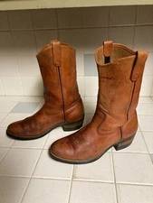 Chippewa 8 D Brown Leather Vintage Black Label Cowboy Western Trucker Boots USA