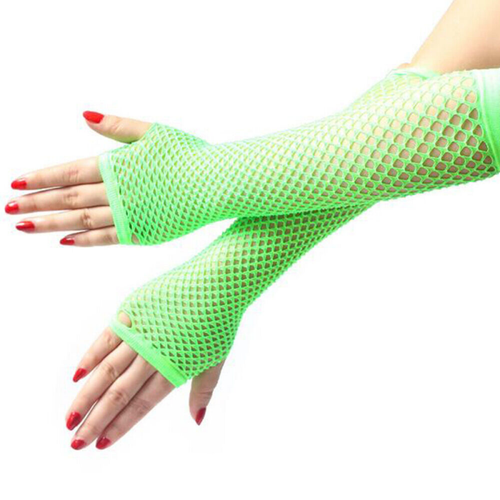 Gothic Black LONG FISHNET MESH ARM WARMERS Fingerless Cosplay Costume Gloves US - Picture 10 of 21