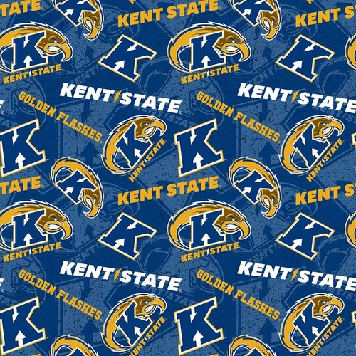 Cotton Kent State University Golden Flashes Blue College Fabric by Yard D663.64 - 第 1/1 張圖片