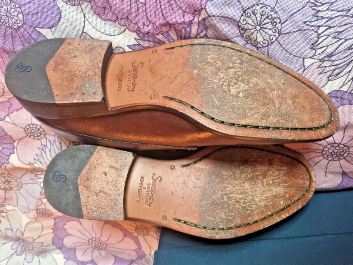 Sweeney London X John Lewis Men Brown Leather Derby Shoes Size