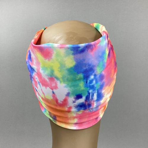 7 “ Wide Dry-Fit Headwrap Tie Die Silky Headband Red By Kiss - Picture 4 of 6