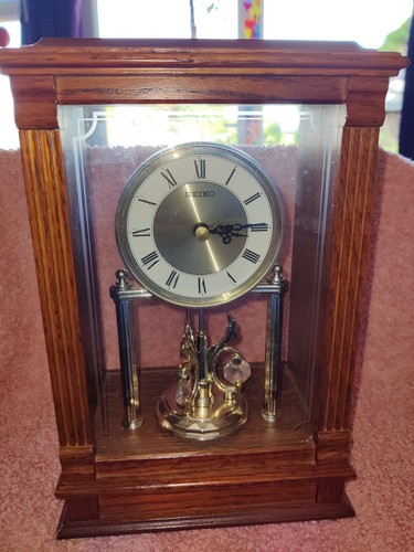SEIKO QXN219BLH Reloj de Madera Péndulo Silencioso Cristalizado Sin Marcas. - Imagen 9 de 13