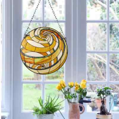 Stained Glass Tiffany Style Geometric Window Panel Handcrafted  ONE THIS PRICE