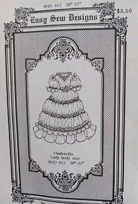 Brown House Dolls pattern # 612 Cinderella Dress Fits 20/21'' Doll Cut