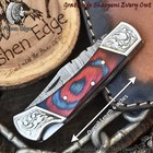 Ashen Edge Handmade Twist Damascus Folding Knife Hard Wood Back Lock Hunting