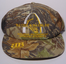 1990s Vintage BAUER & BAEBLER RAILROAD TRAIN CAMOUFLAGE TRUCKER HAT MADE IN USA