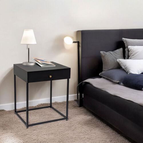 tavolino osoltus Cube con cassetto design industriale nero black - Foto 2 di 5