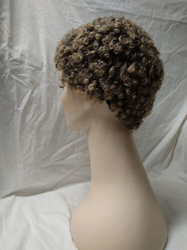 Peluca corta afro pixie rizado apretado ombre marrón resaltado mezcla sintético rizado negro - Imagen 8 de 20
