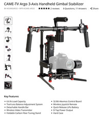 CAME-TV Argo 3-Axis Handheld Gimbal Stabilize...