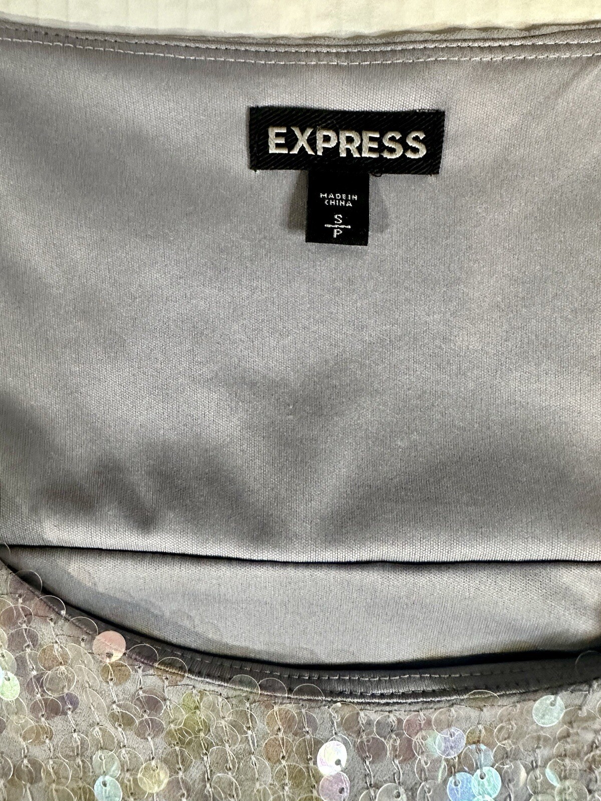 Express Sequin Gray Tank Top Split Flowy Back Str… - image 8