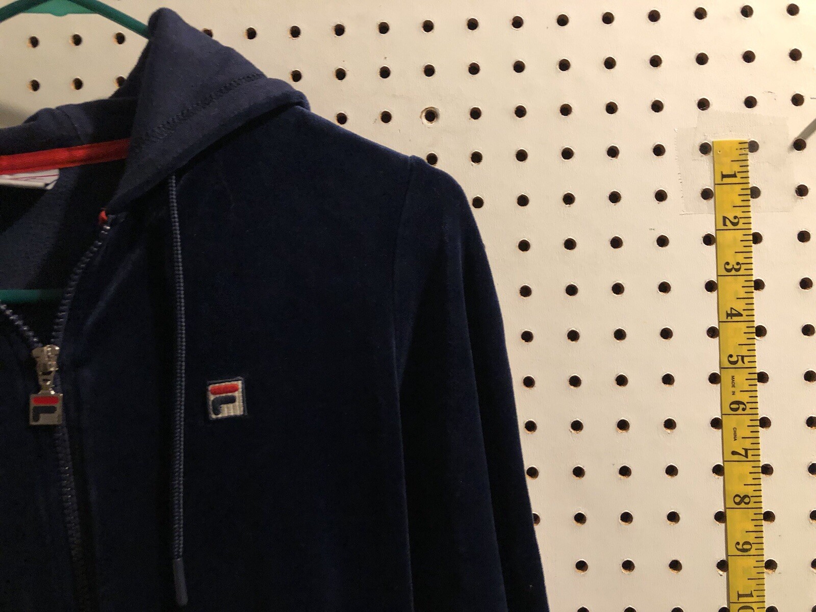 Giacca con cappuccio da donna taglia small S FILA MaryBeth velluto blu cappuccio a righe