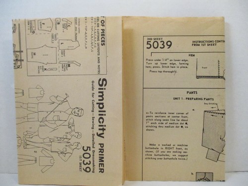 Simplicity Pattern 5039 Mens Pajamas Nightshirt Size Medium Cut Complete Vintage - Foto 8 di 10