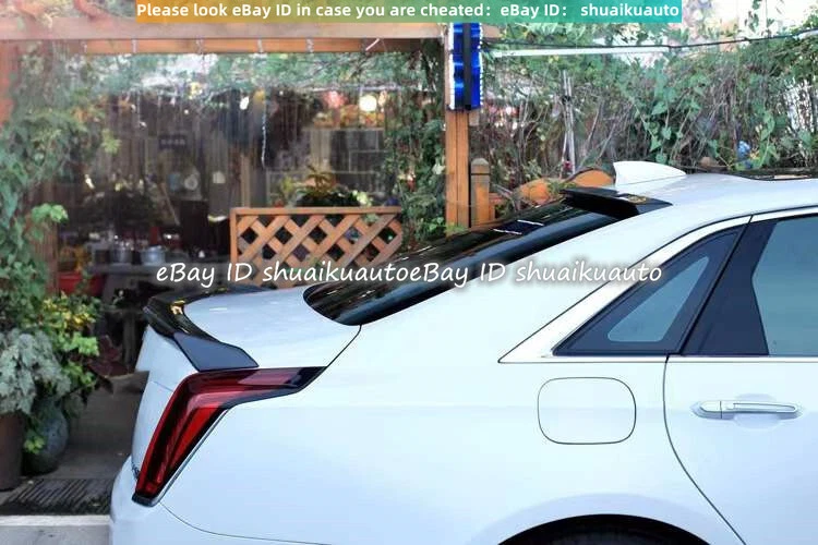 Compatível com Cadillac CT6 2016-2018 porta-malas traseiro de fibra de carbono real spoiler asa labial - Imagem 4 de 4